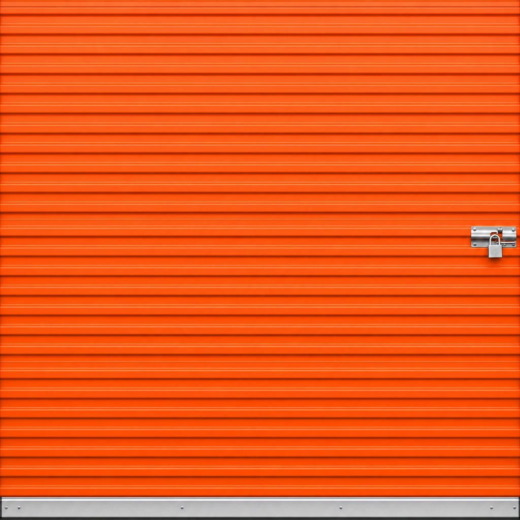 Orange roll-up storage unit door